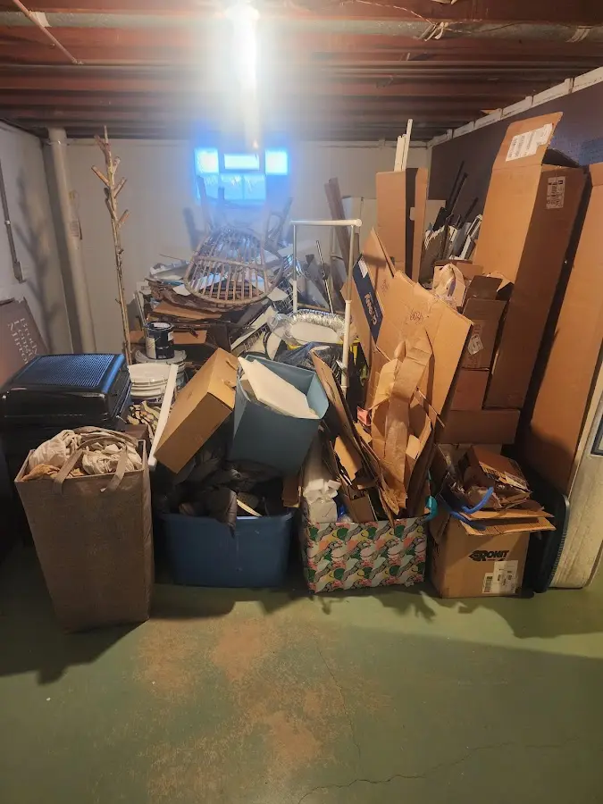 Roll-off dumpster container at job site for 6 Yard Dumpster Rental in Chester